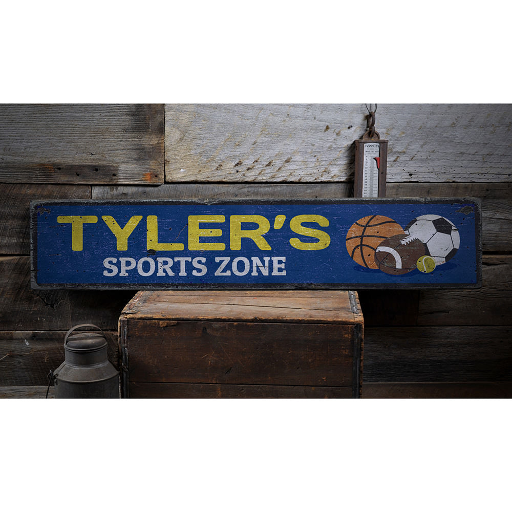 Sports Zone Vintage Wood Sign