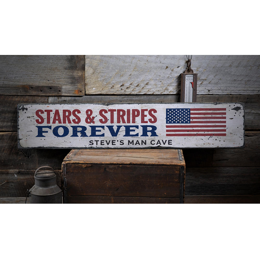 Stars & Stripes Forever Vintage Wood Sign