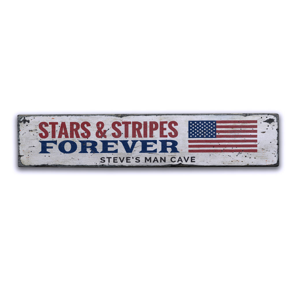 Stars & Stripes Forever Vintage Wood Sign