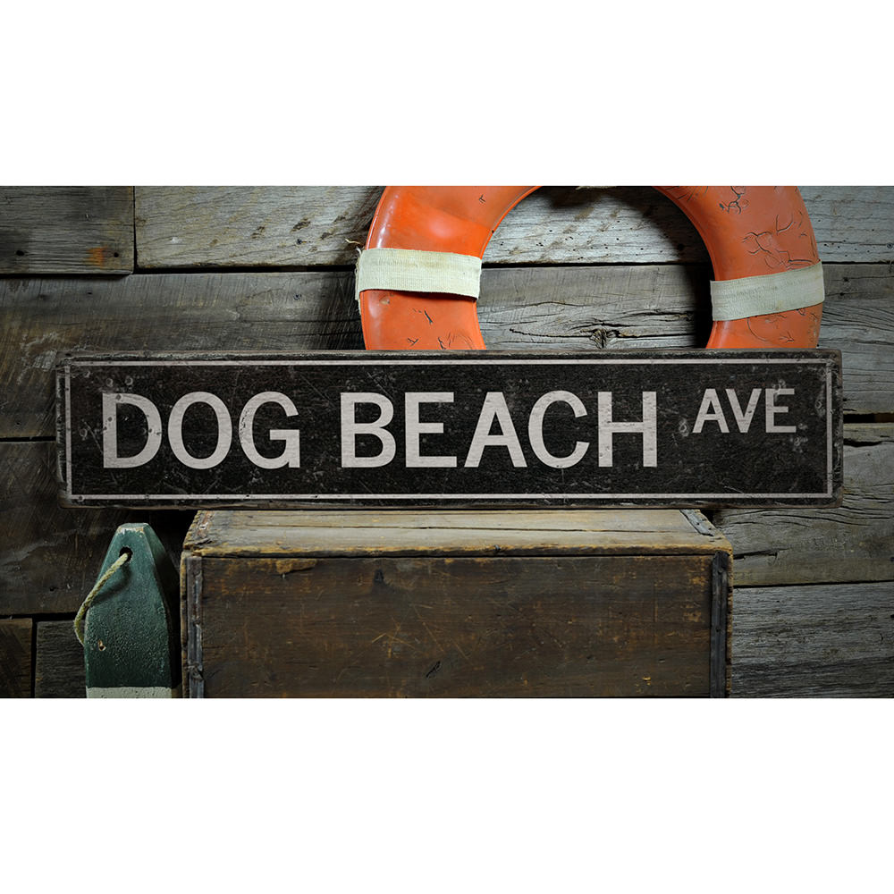 Dog Beach Avenue Vintage Wood Sign