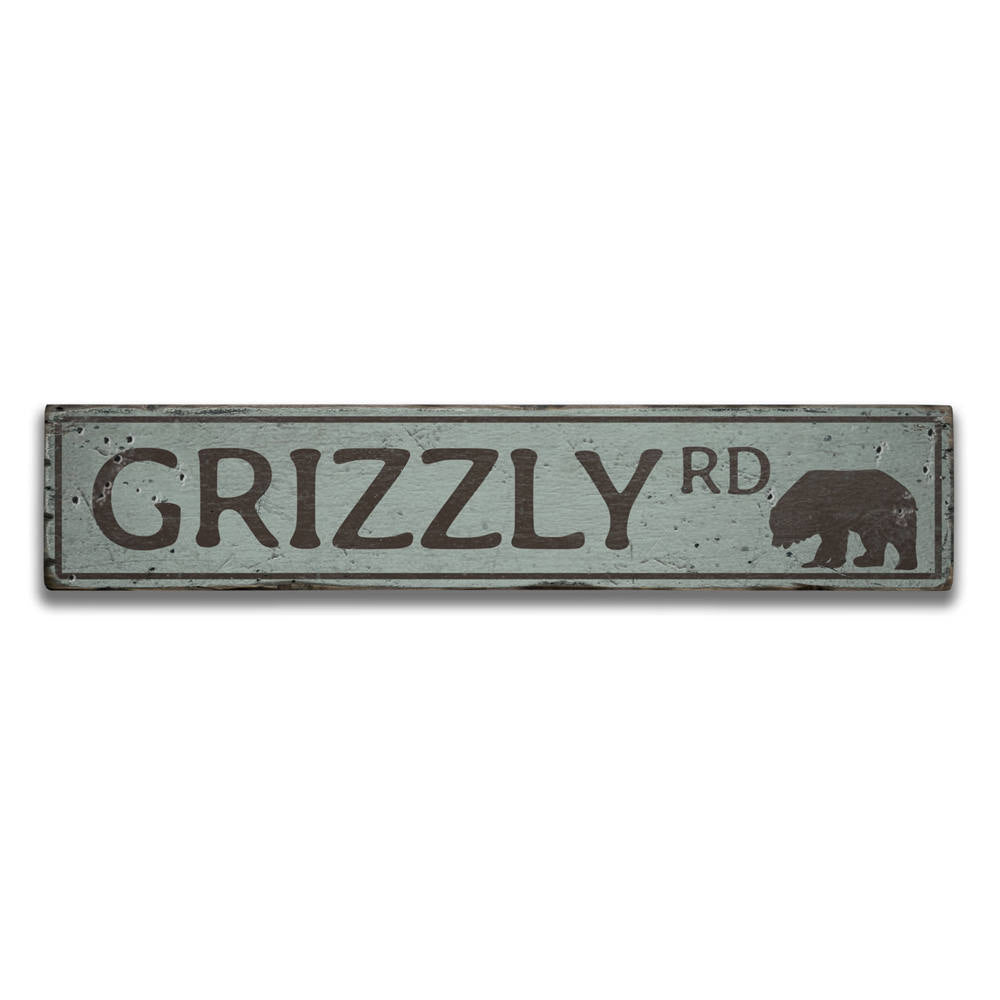Grizzly Road Vintage Wood Sign