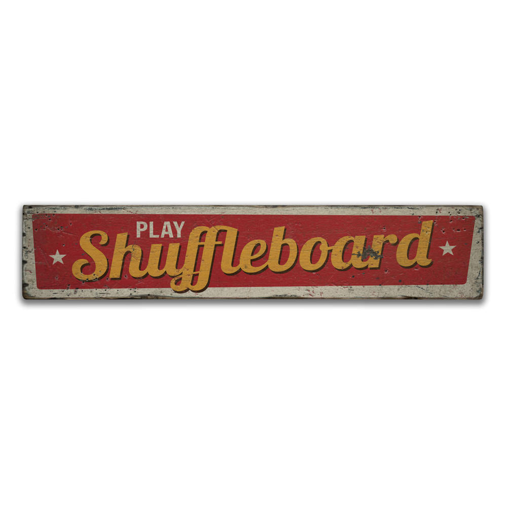 Play Shuffleboard Vintage Wood Sign