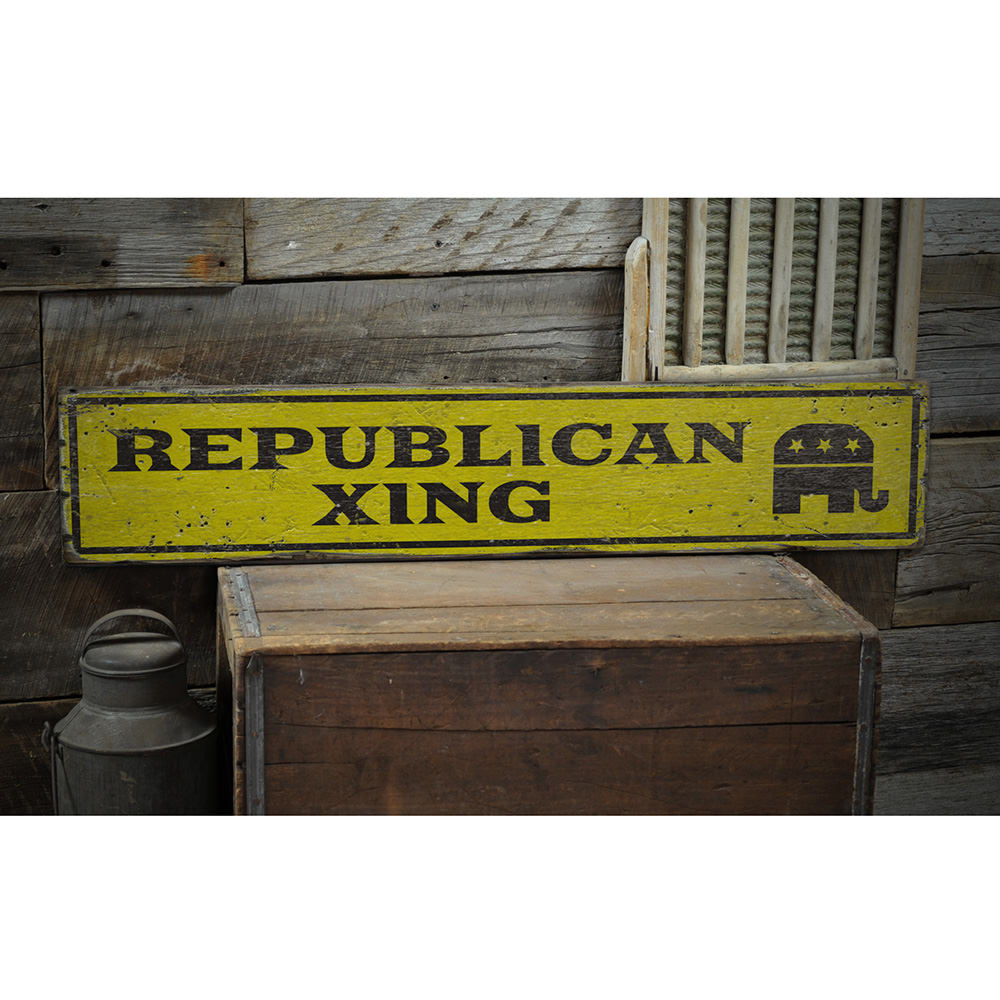 Republican Crossing Vintage Wood Sign