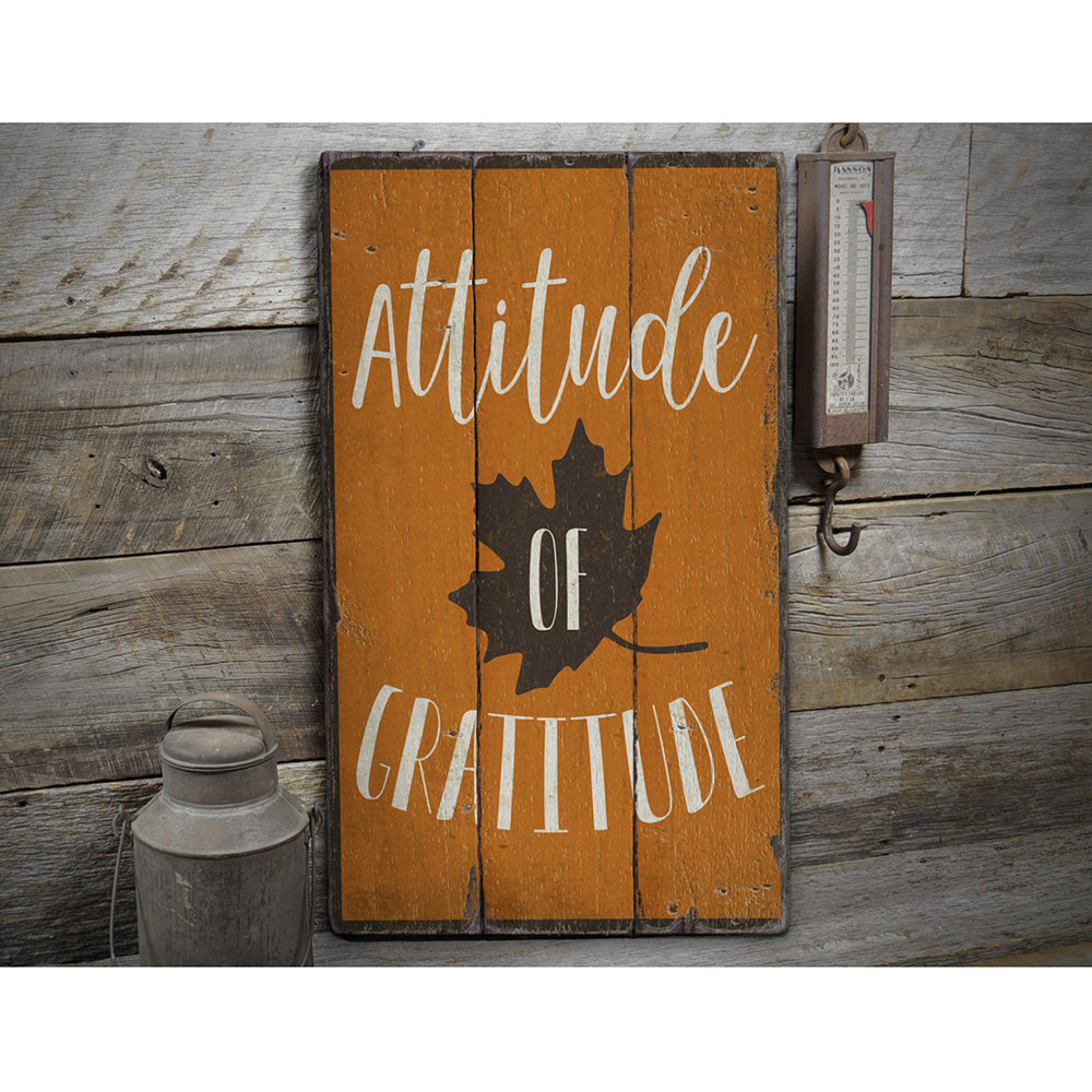 Attitude of Gratitude Rustic Wood Sign