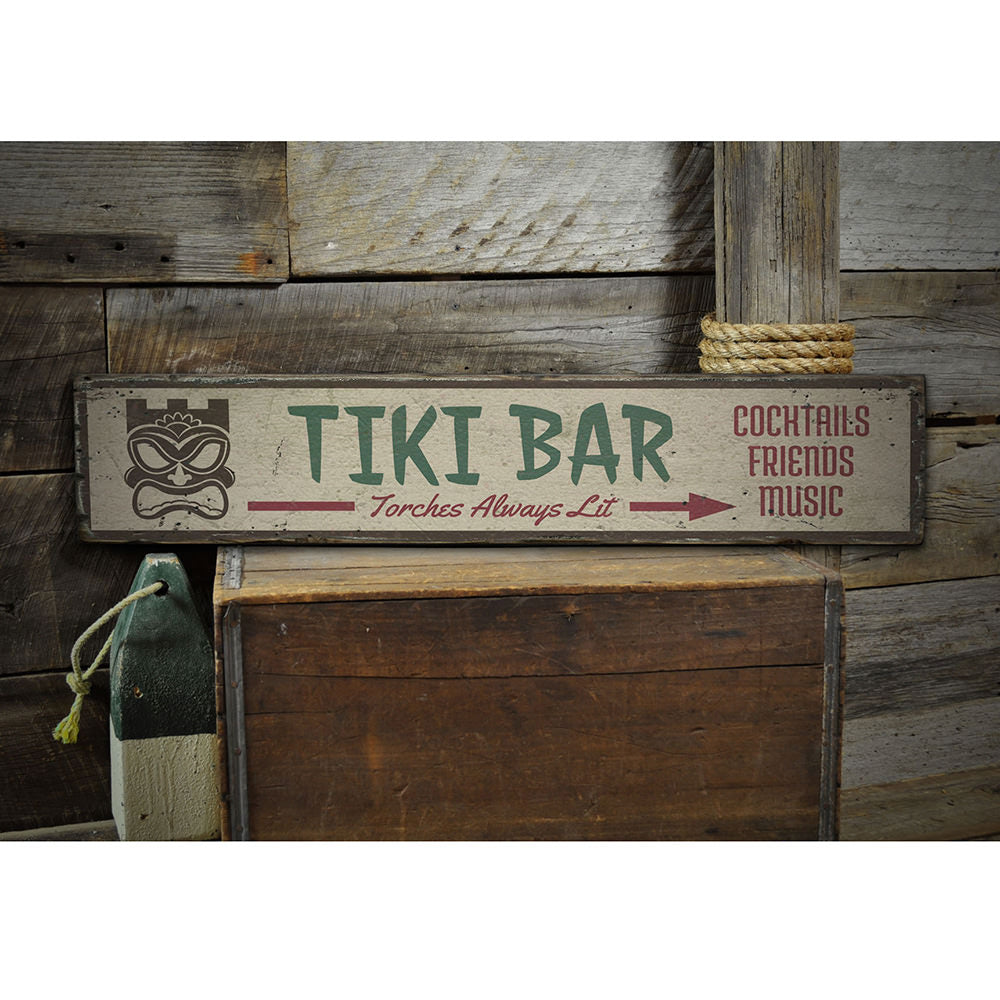Tiki Mask Arrow Vintage Wood Sign