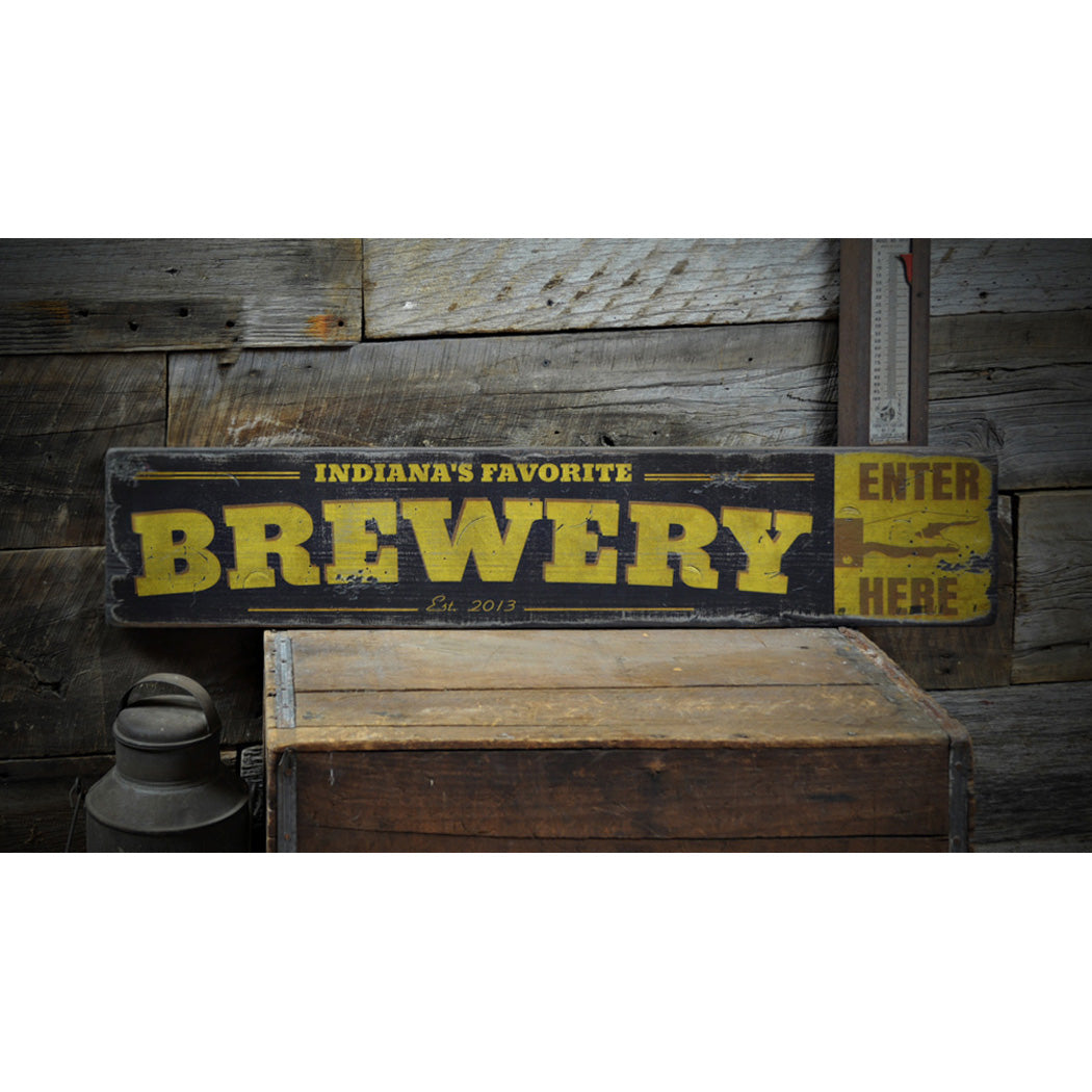 Favorite Brewery Rustic Wood Sign
