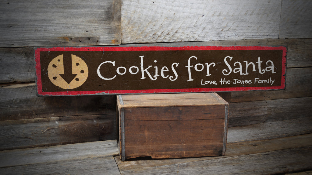 Cookies and Milk for Santa Lastname Arrow Wood Sign