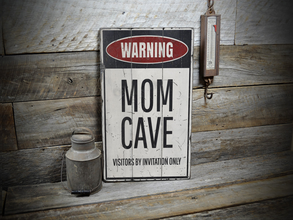 Mom Cave Rustic Wood Sign