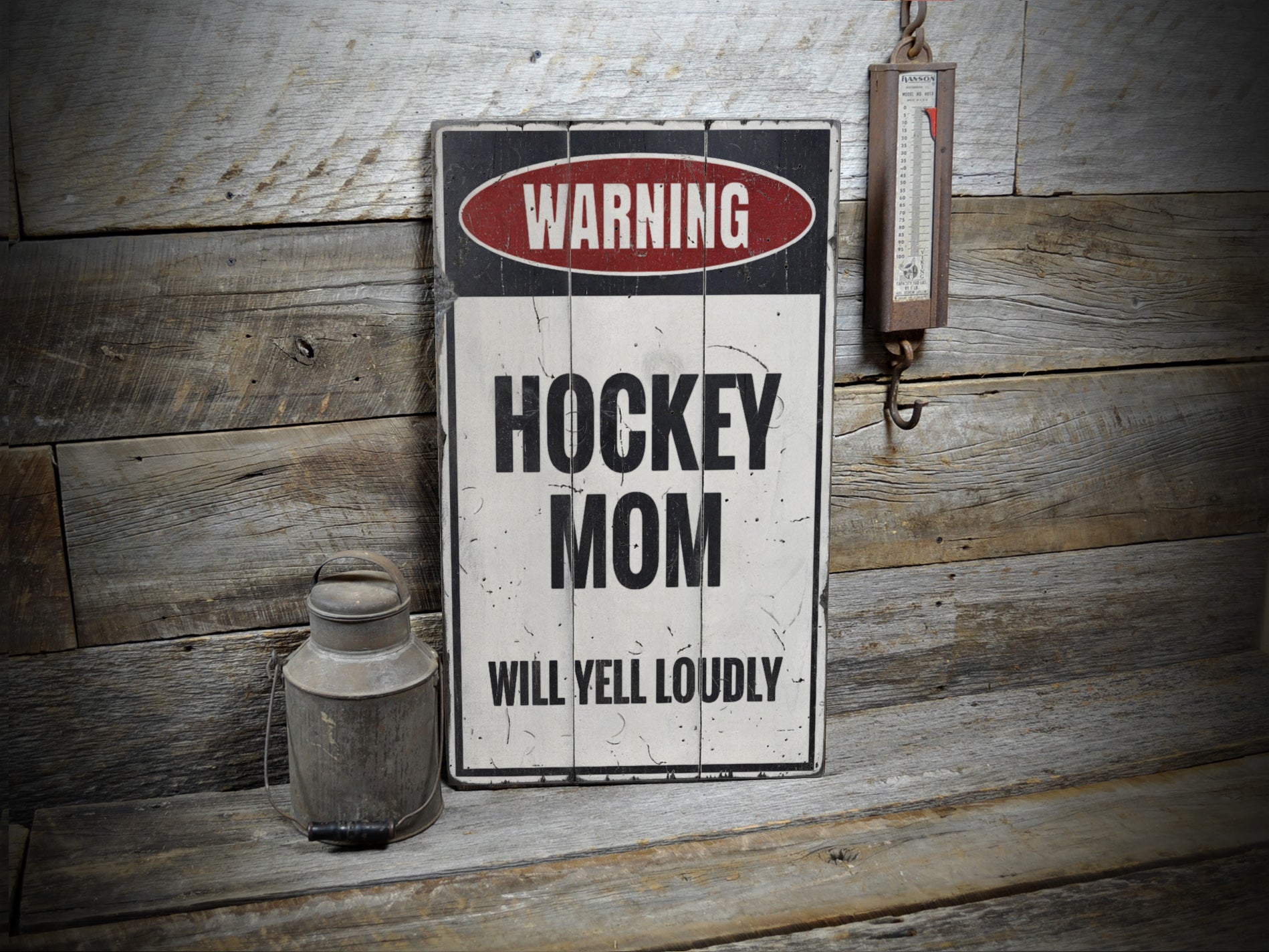 Hockey Mom Rustic Wood Sign