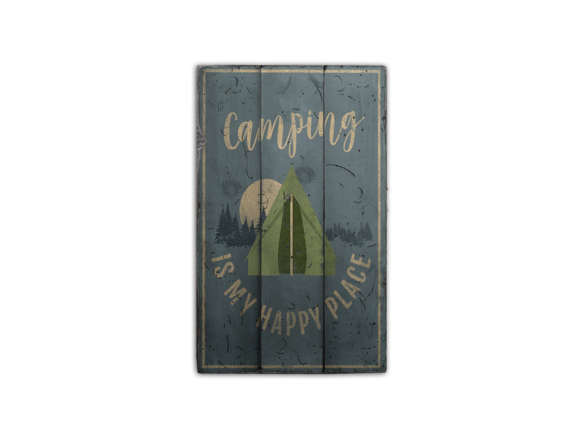Camping is My Happy Place Rustic Wood Sign