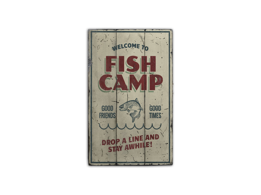 Fish Camp Welcome Rustic Wood Sign