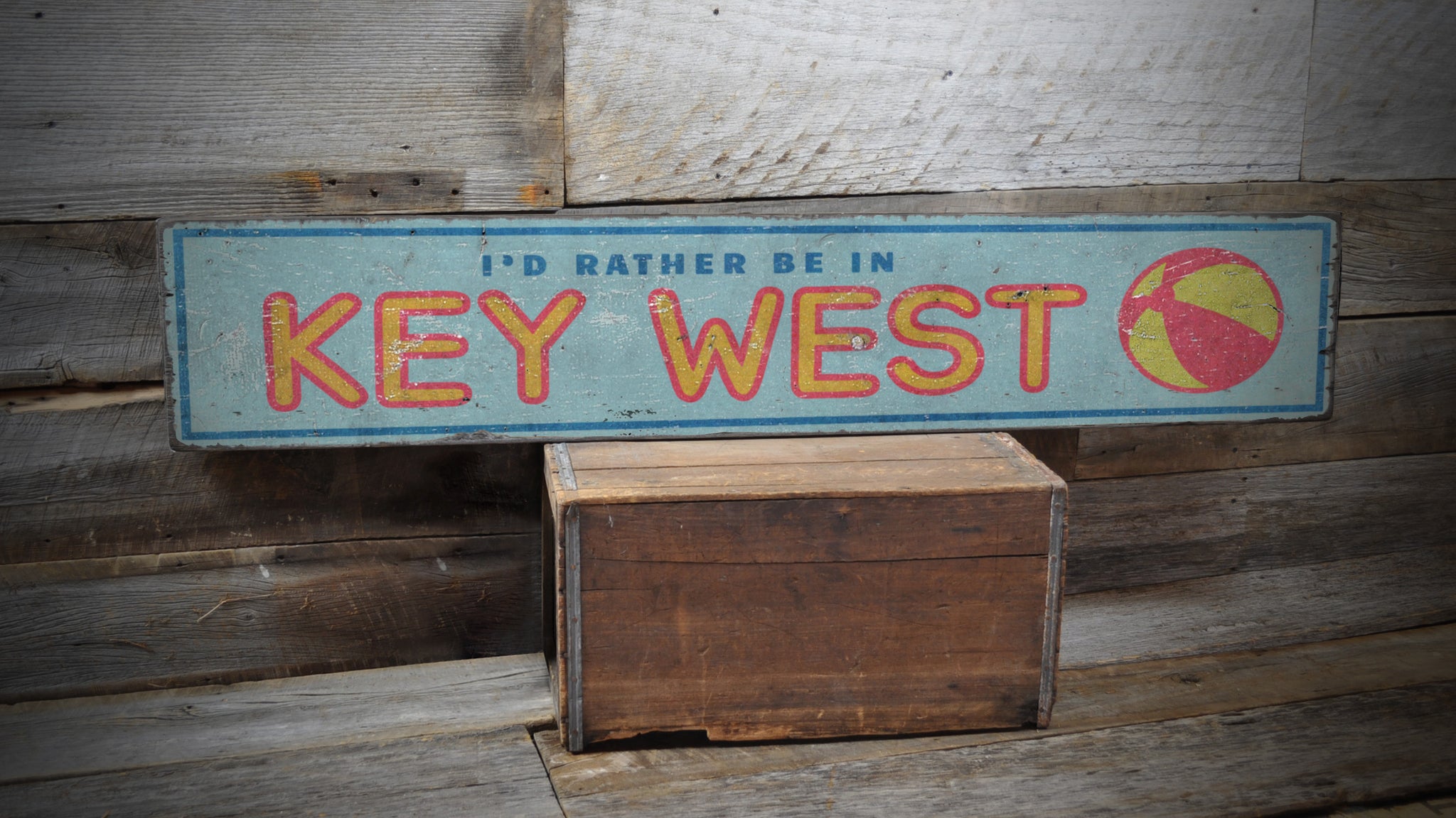 Rather Be in Key West Rustic Wood Sign