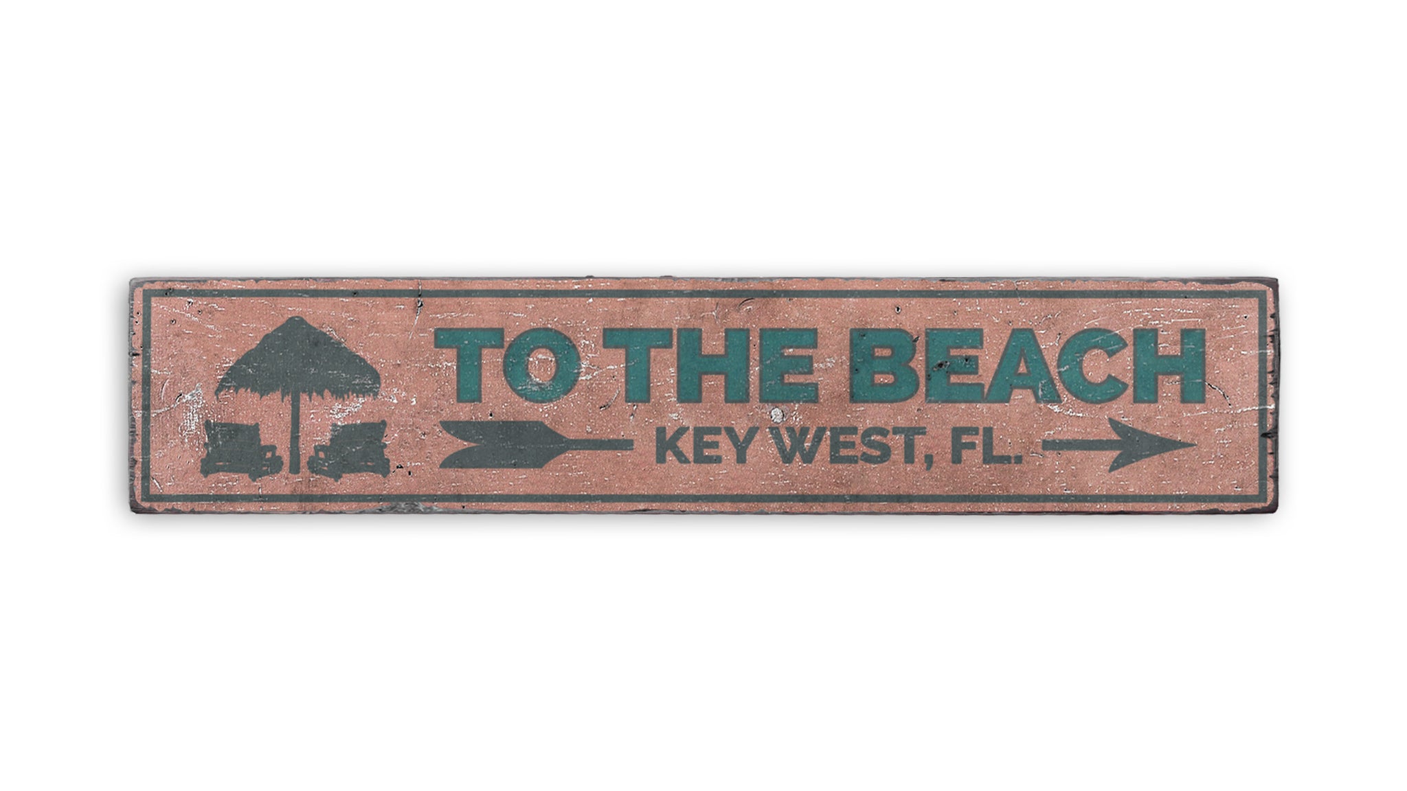 To the Beach Key West Rustic Wood Sign