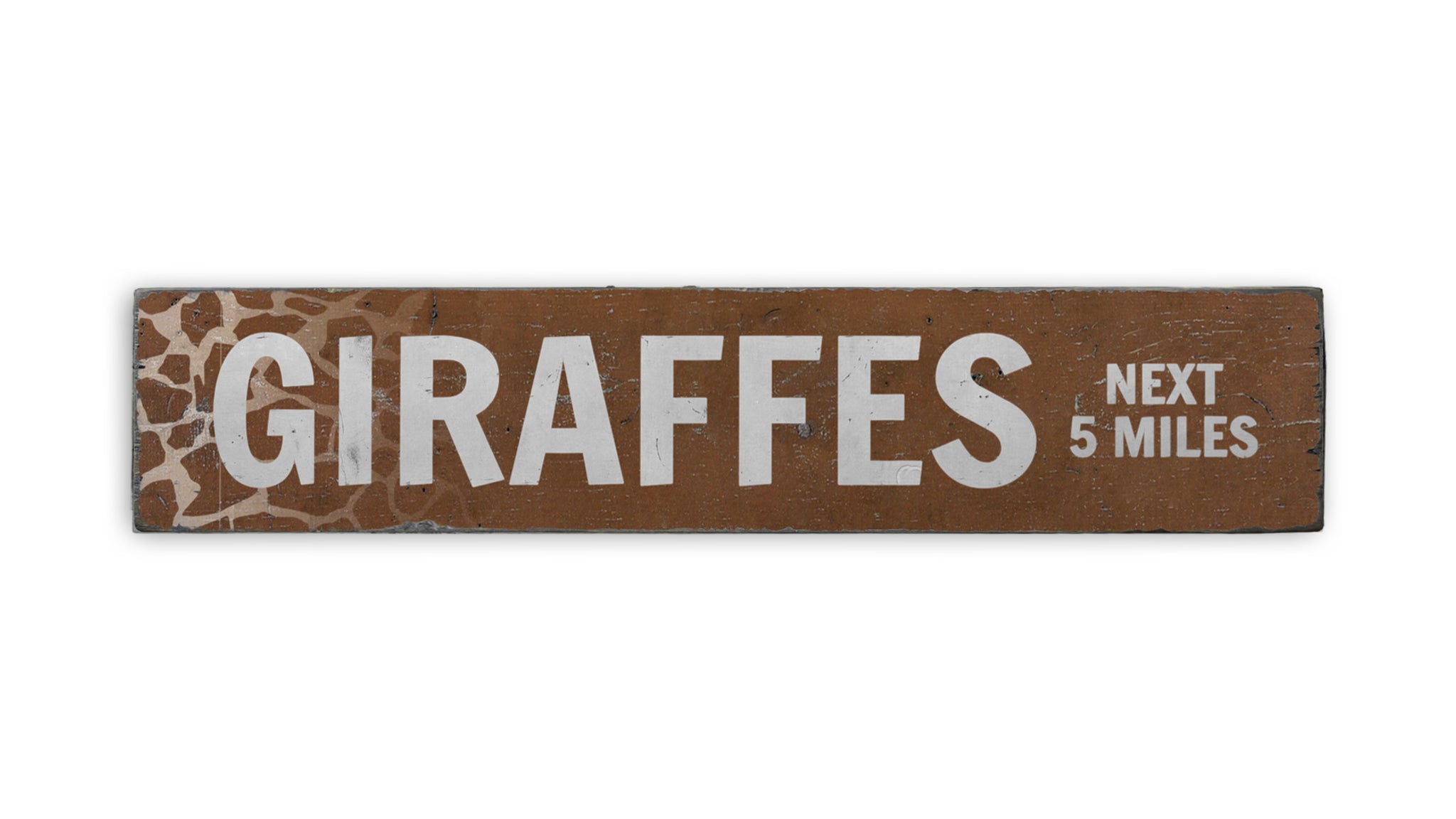 Giraffes Street Rustic Wood Sign