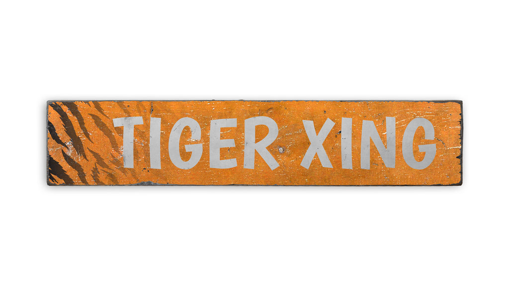 Tiger Crossing Rustic Wood Sign