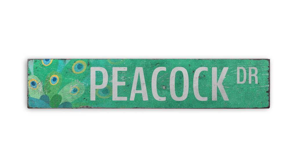 Peacock Street Rustic Wood Sign