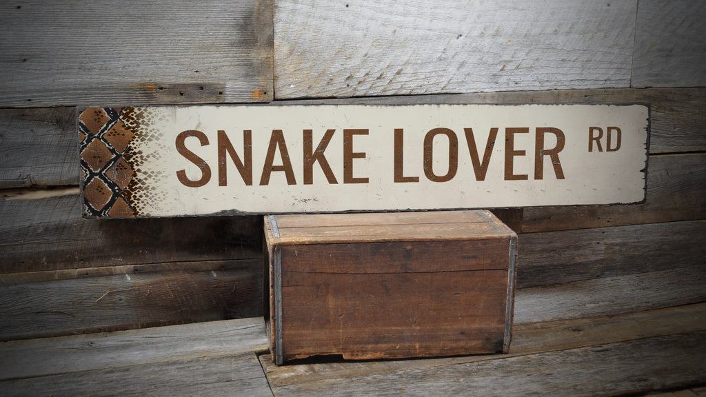 Snake Lover Street Rustic Wood Sign