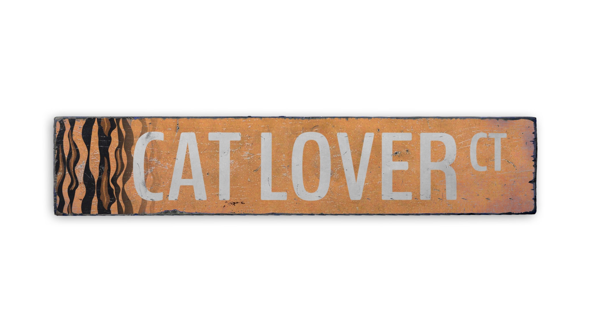 Cat Lover Street Rustic Wood Sign