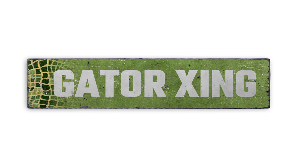 Gator Crossing Rustic Wooden Sign