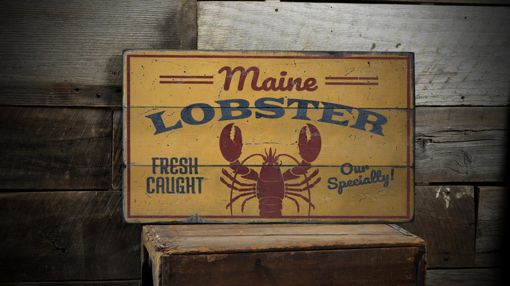 Maine Lobster Rustic Wood Sign