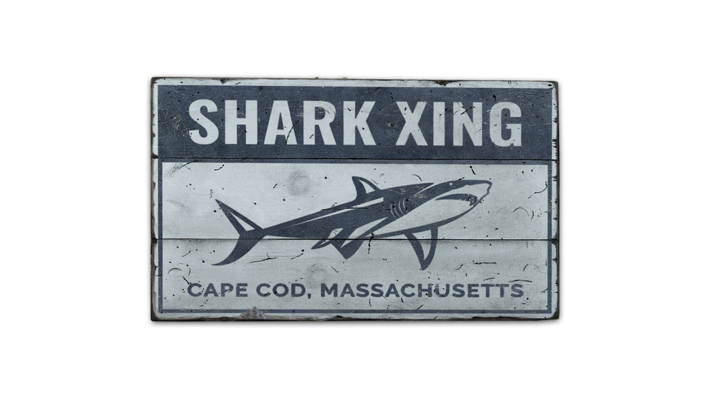 Cape Cod Shark Rustic Wood Sign