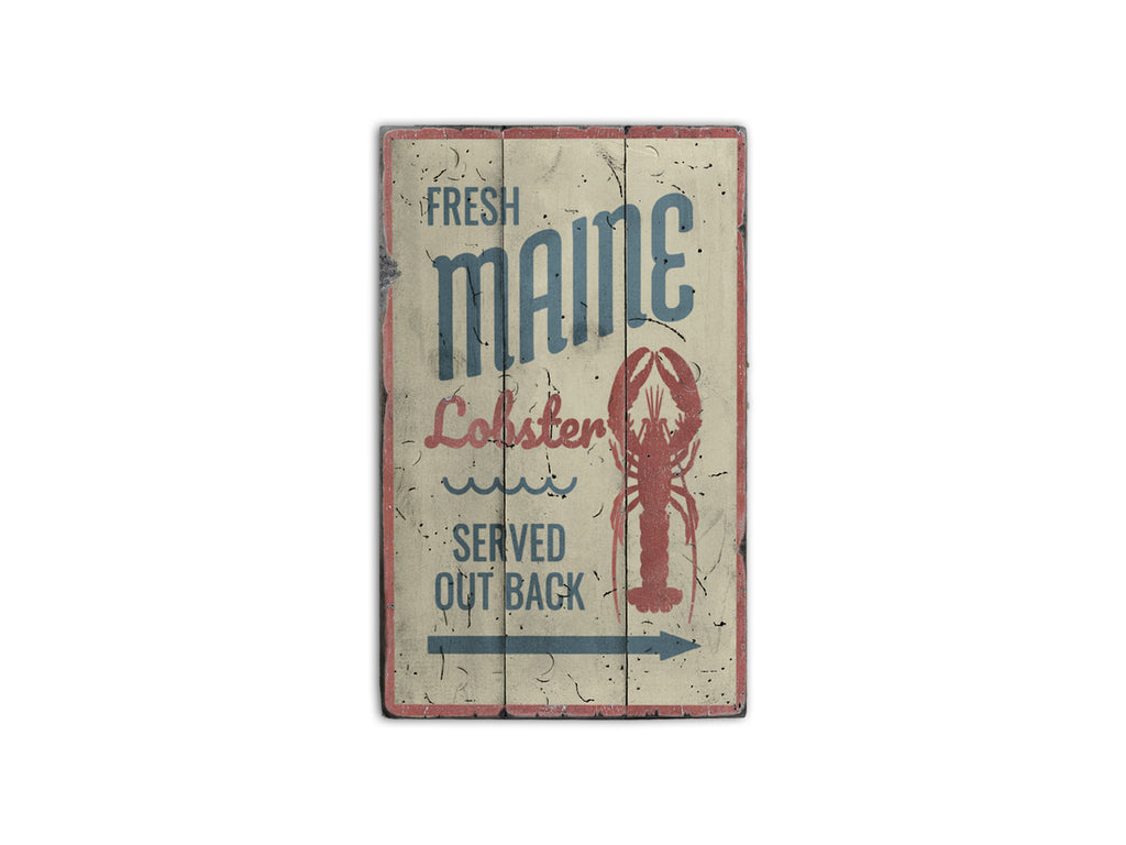 Fresh Maine Lobster Rustic Wood Sign