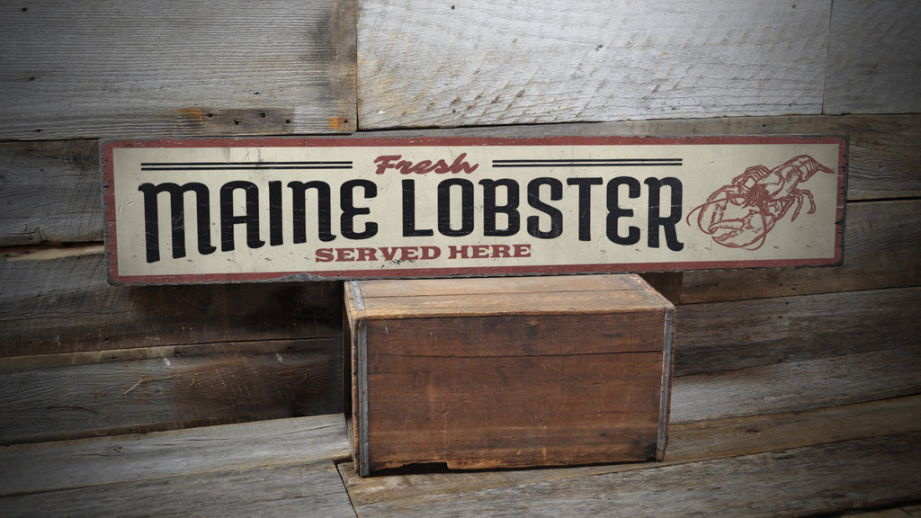 Maine Lobster Seafood Shack Rustic Wood Sign