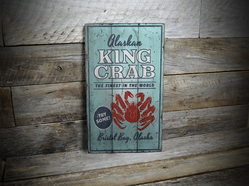 Alaskan King Crab Rustic Wood Sign