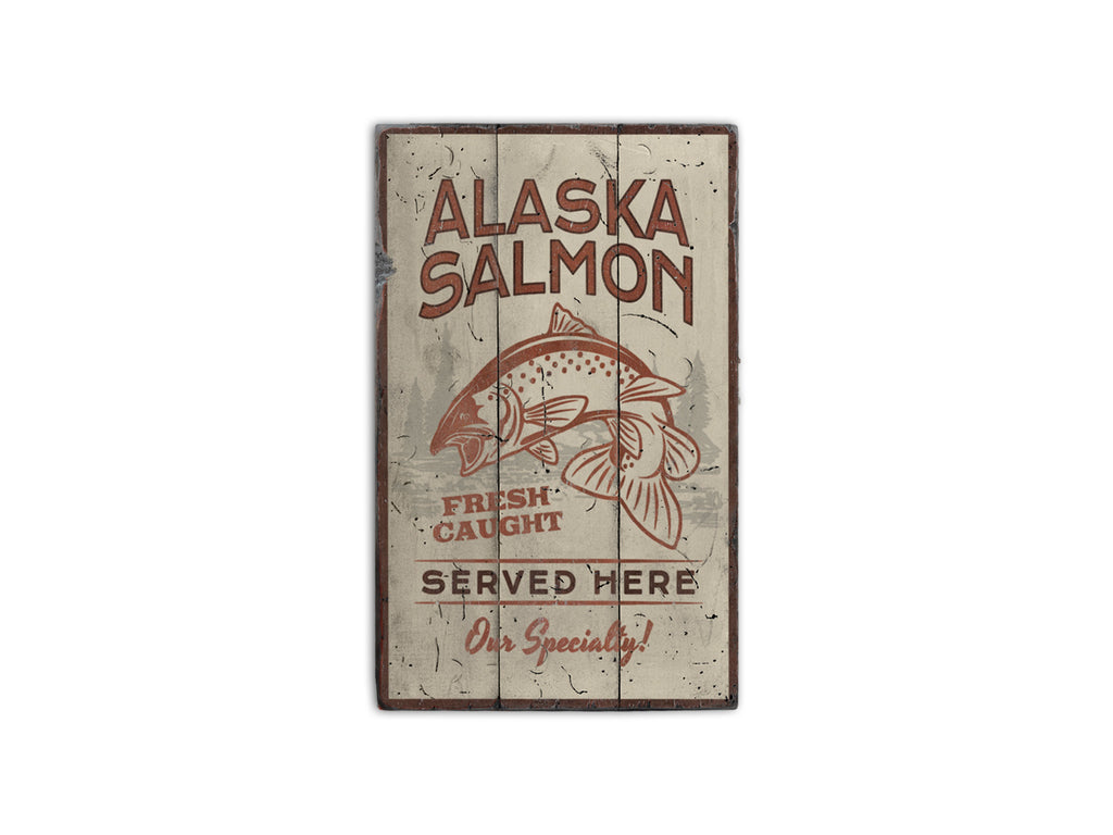 Alaska Salmon Rustic Wood Sign
