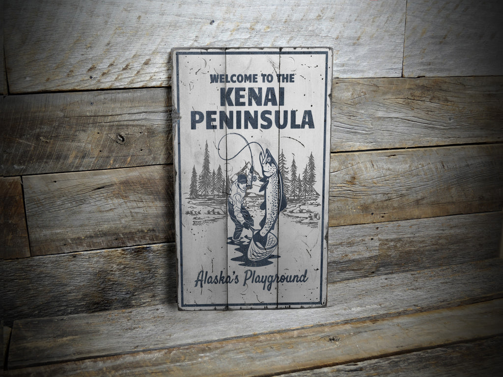 Kenai Peninsula Rustic Wood Sign