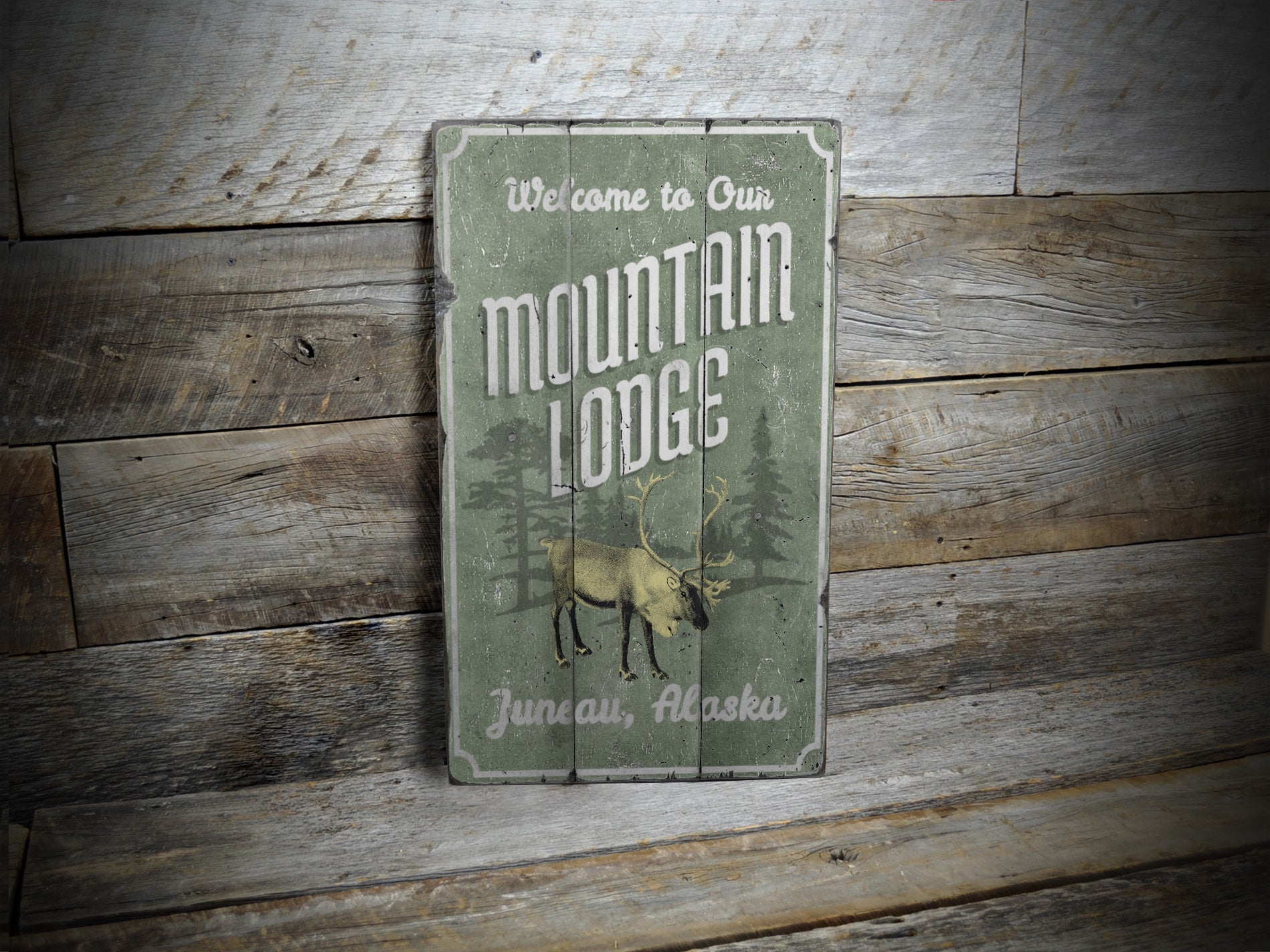 Mountain Lodge Welcome Rustic Wood Sign