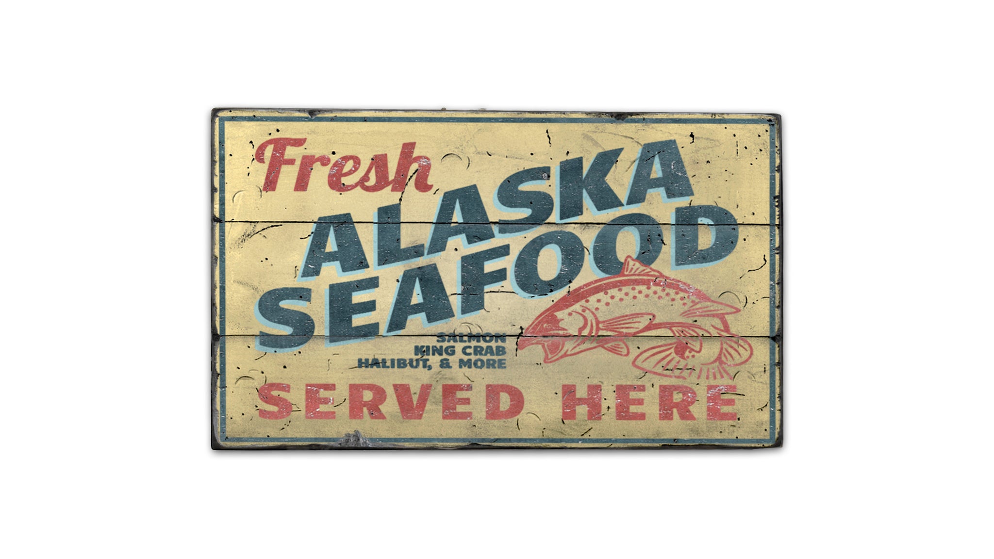 Alaska Seafood Rustic Wood Sign