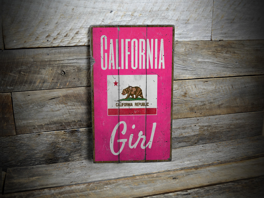 California Girl Rustic Wood Sign