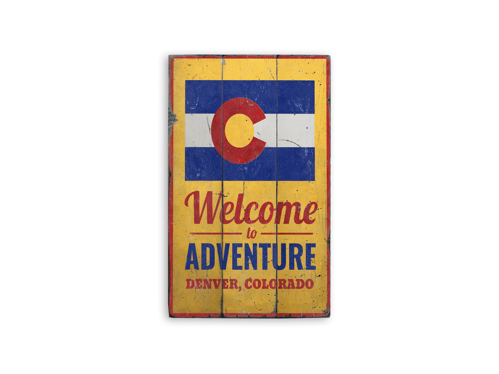 Colorado Welcome Rustic Wood Sign