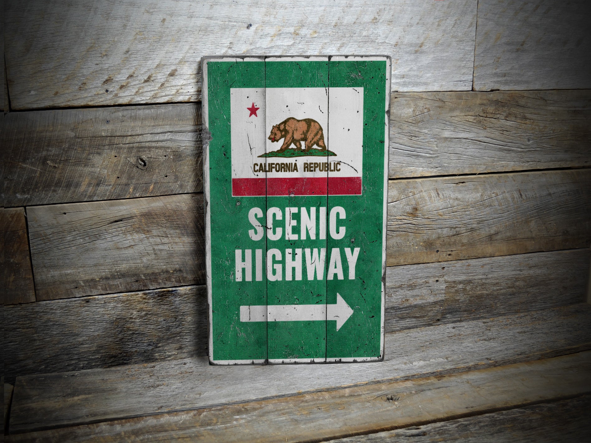 Scenic California Highway Rustic Wood Sign