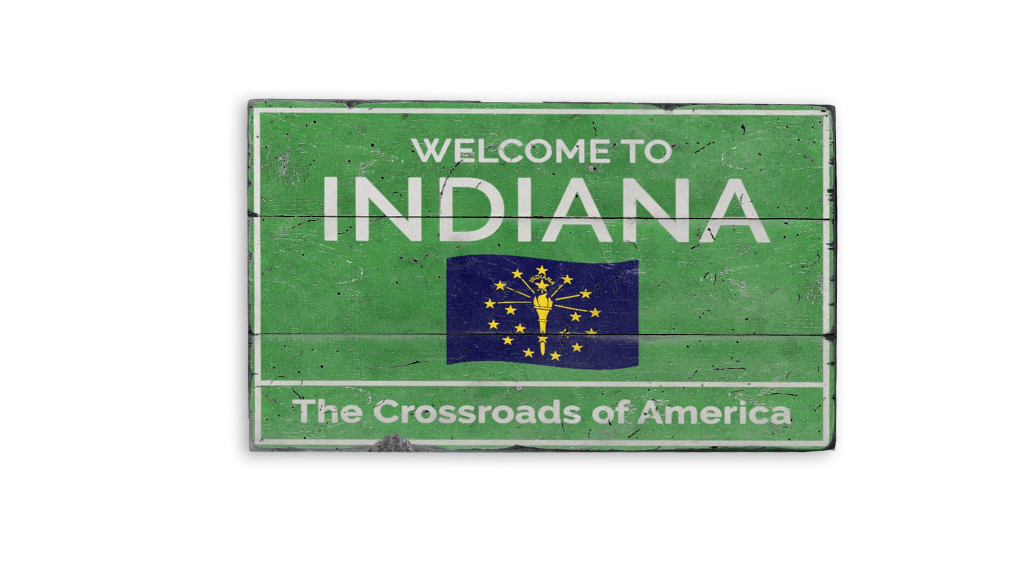 Indiana Welcome Rustic Wood Sign