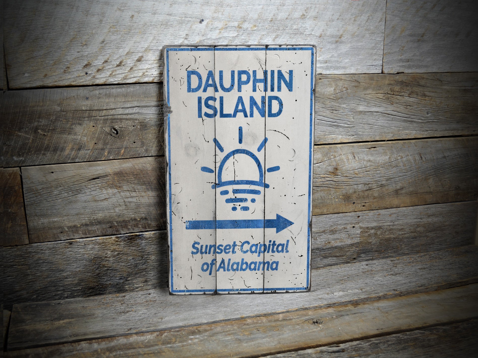 Dauphin Island Rustic Wood Sign