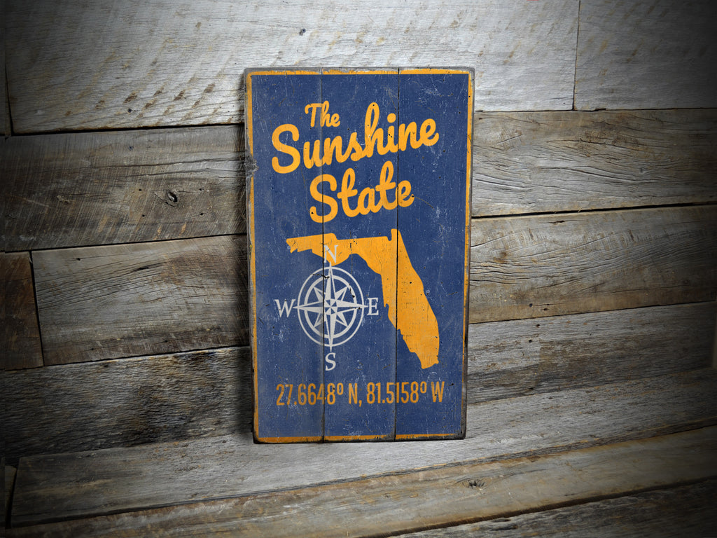 Sunshine State Rustic Wood Sign
