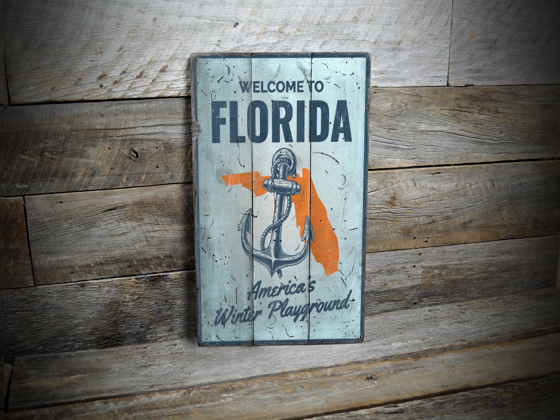 Florida Welcome Rustic Wood Sign