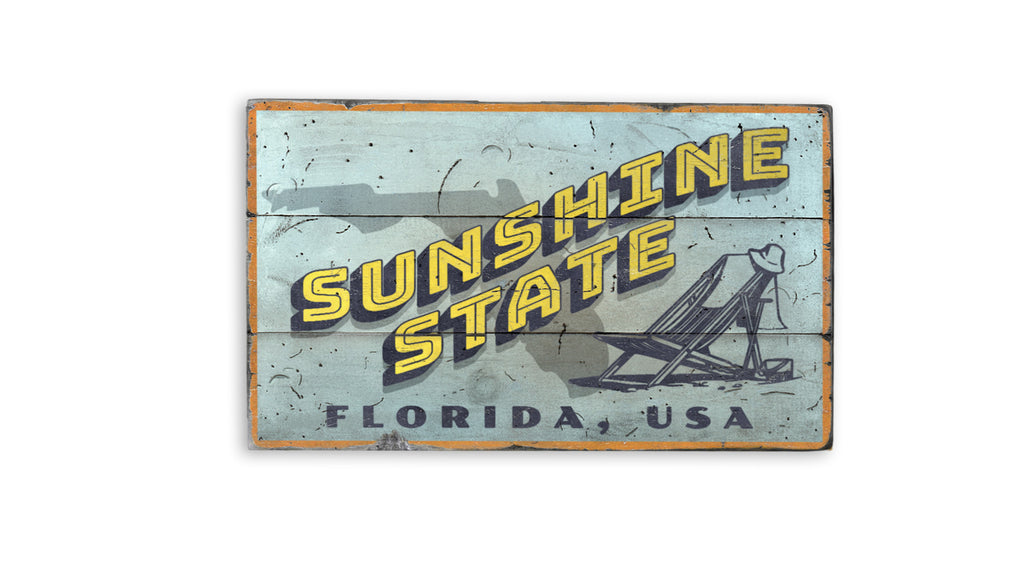 Sunshine State Greetings Rustic Wood Sign