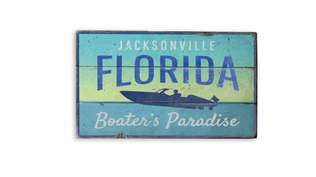 Jacksonville Florida Rustic Wood Sign