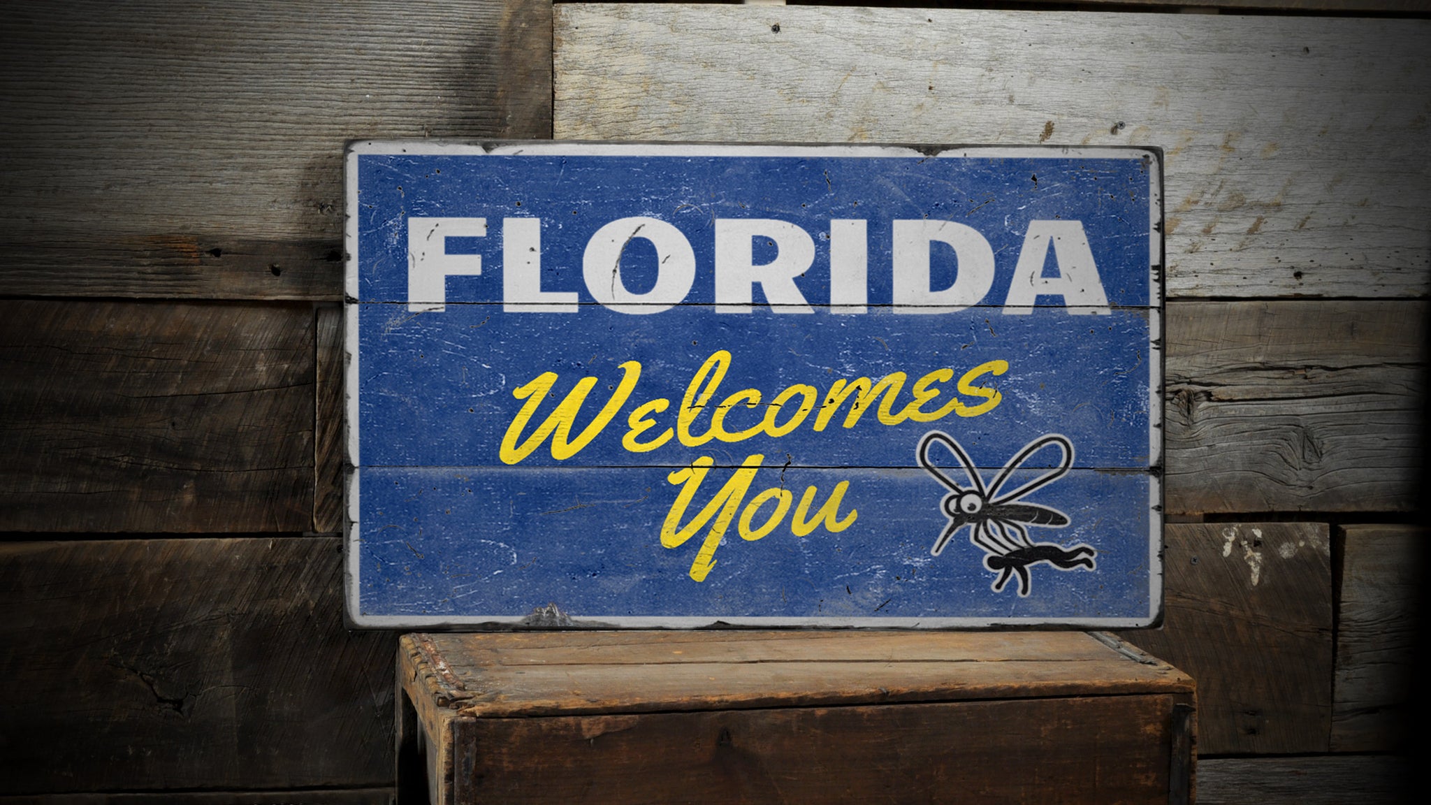 Florida Welcomes You Rustic Wood Sign