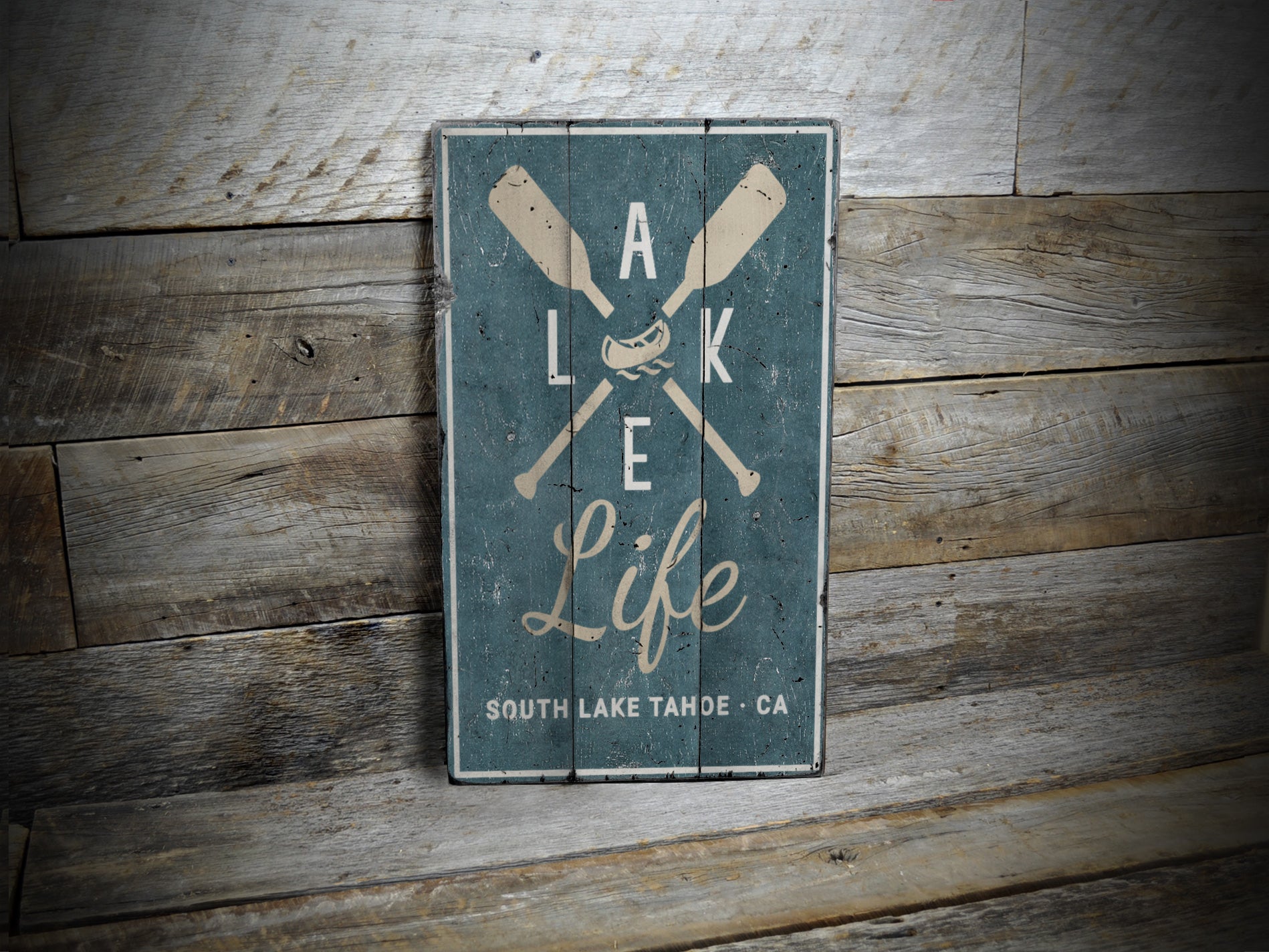 Lake Life Rustic Wood Sign
