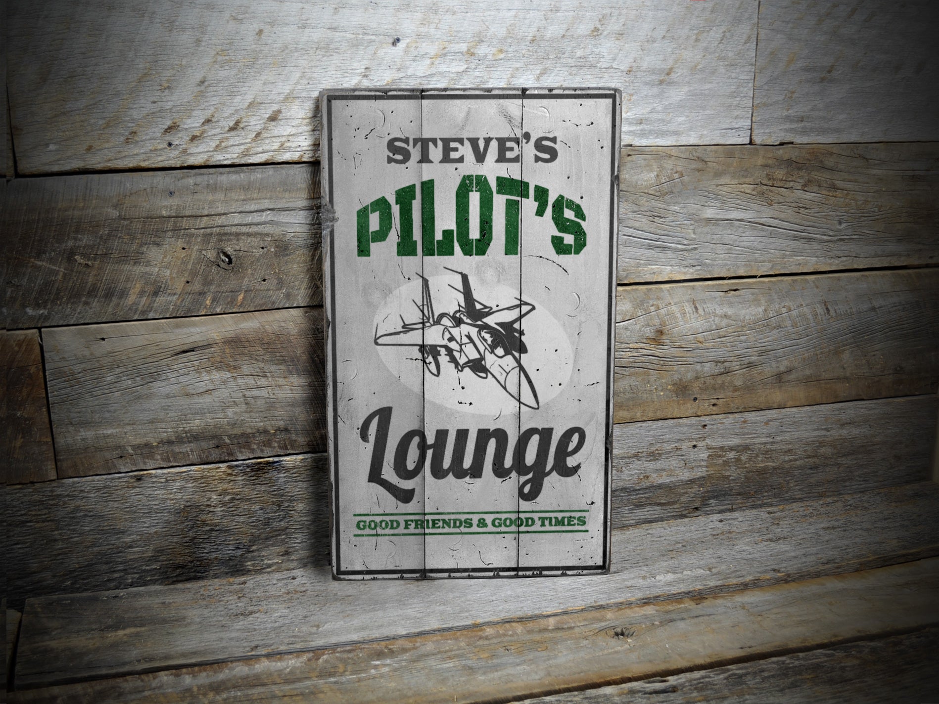 Pilot's Lounge Aviation Rustic Wood Sign