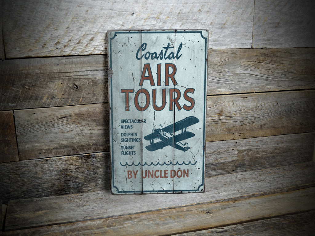 Coastal Air Tours Aviation Rustic Wood Sign
