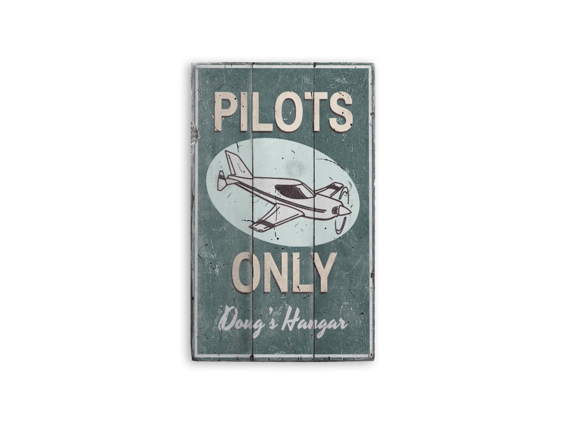 Pilots Only Hangar Rustic Wood Sign