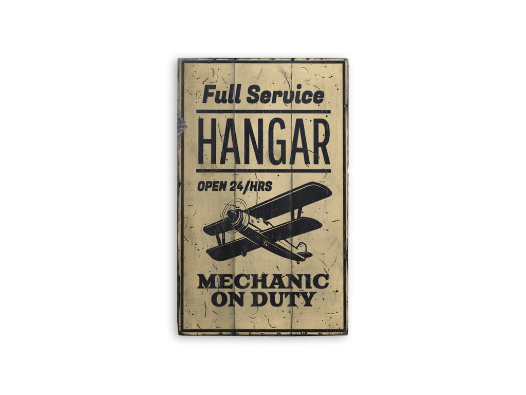 Full Service Hangar Mechanic Rustic Wood Sign