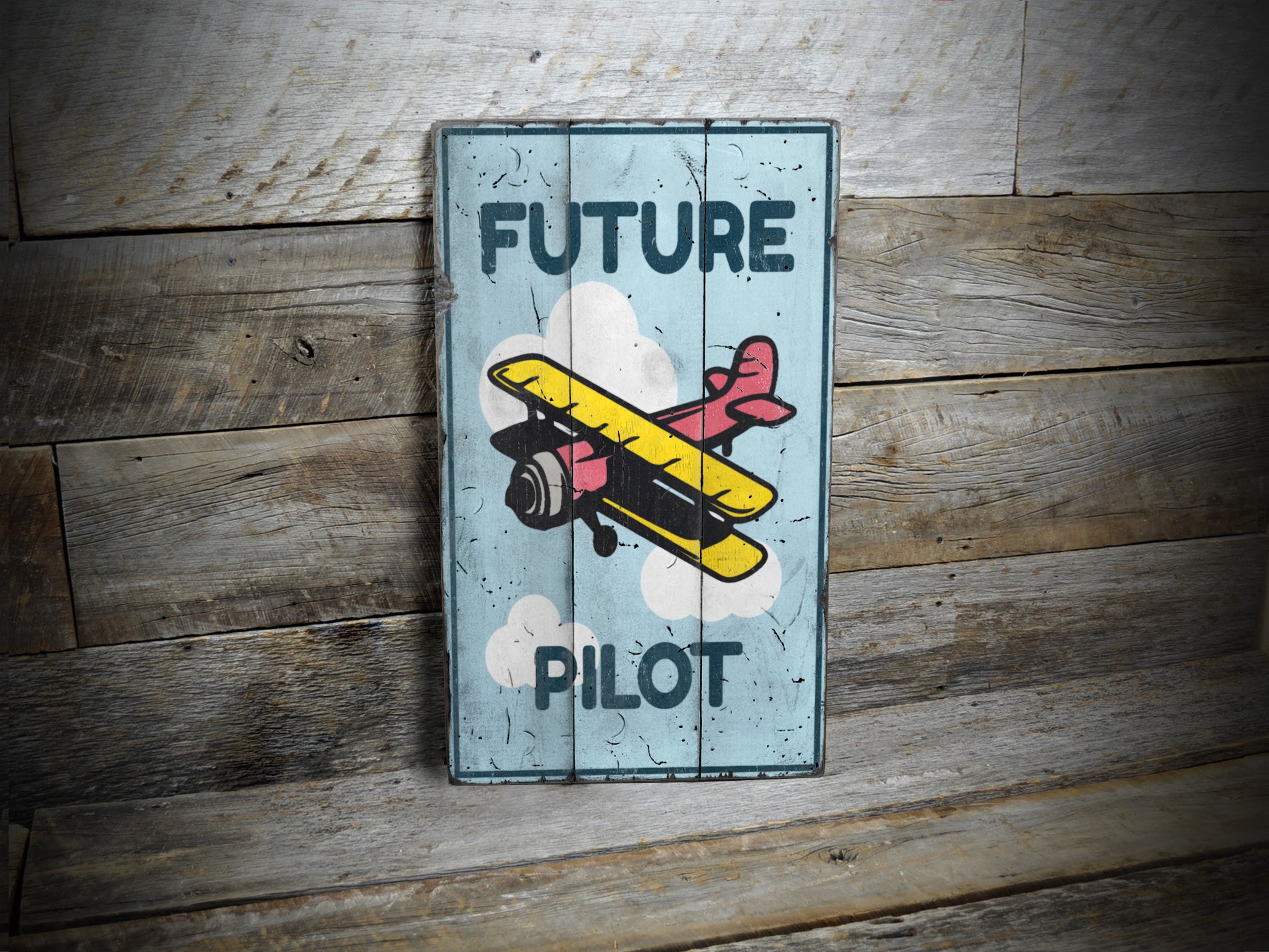 Future Pilot Kid's Room Rustic Wood Sign