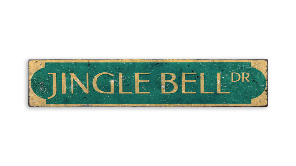 Jingle Bell Drive Christmas Rustic Wood Sign