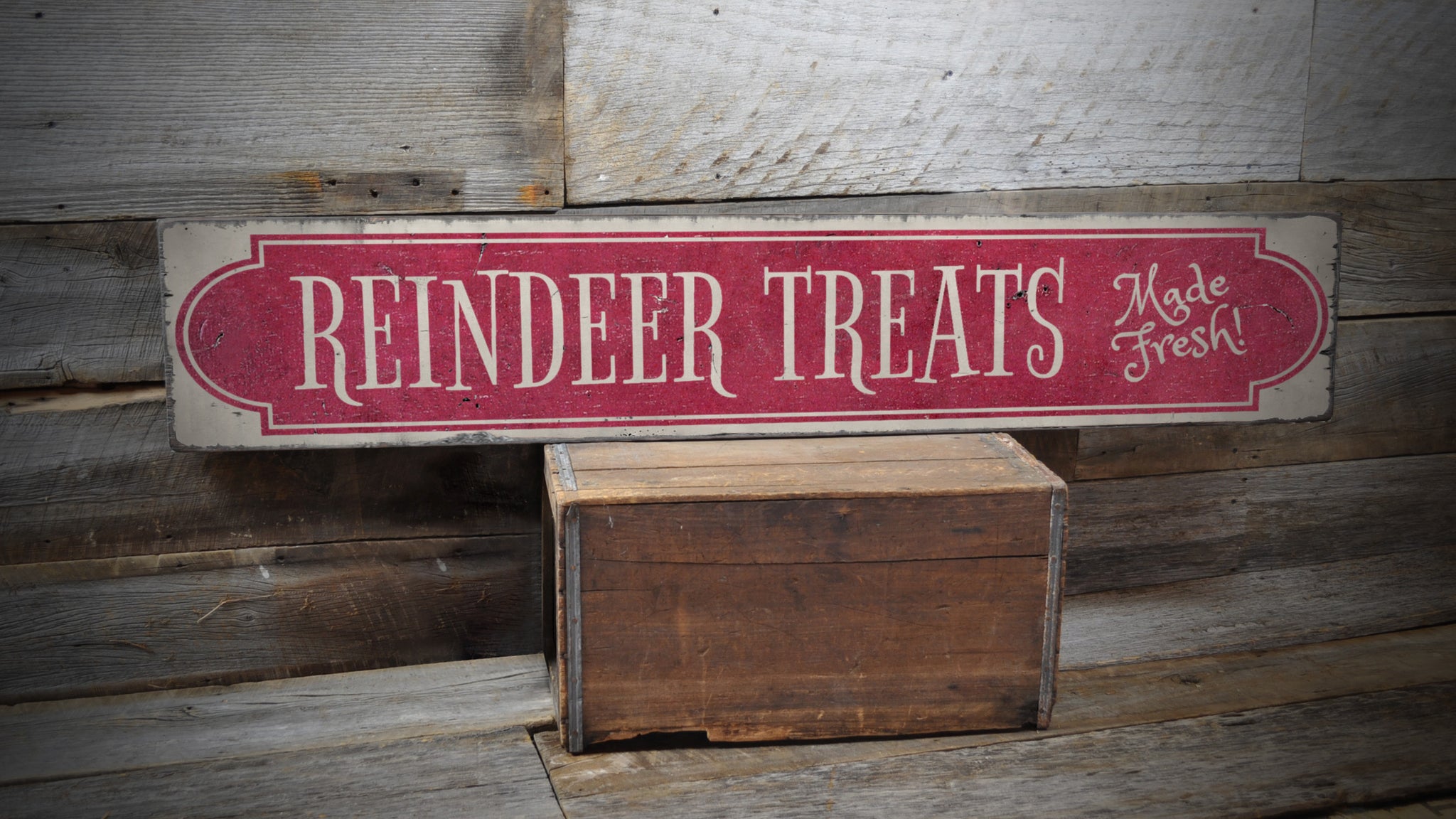 Reindeer Treats Christmas Rustic Wood Sign